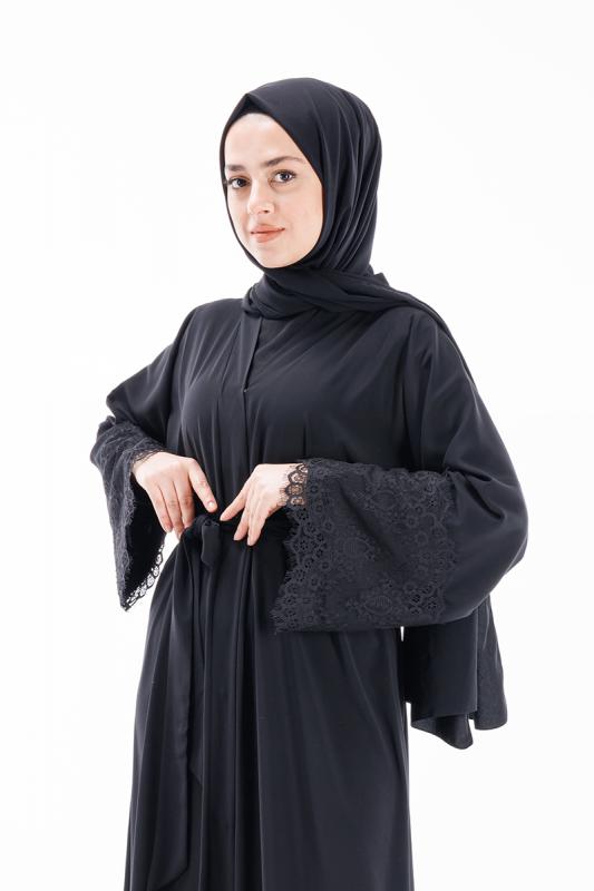 Hatice Ulaş Hu125 Siyah Abaya