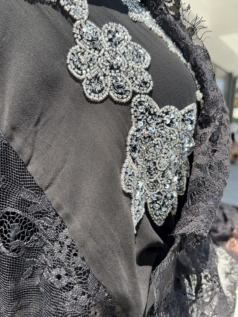 Made In Italy Siyah Luxury Taşlı Abaya 1132