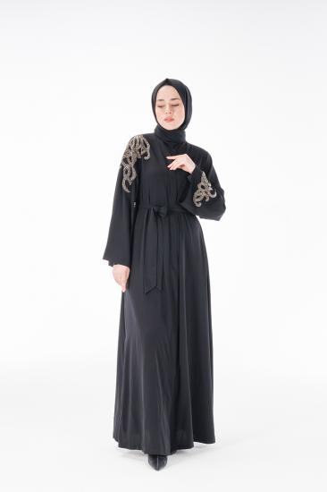 HATİCE ULAŞ HA08 SİYAH ABAYA