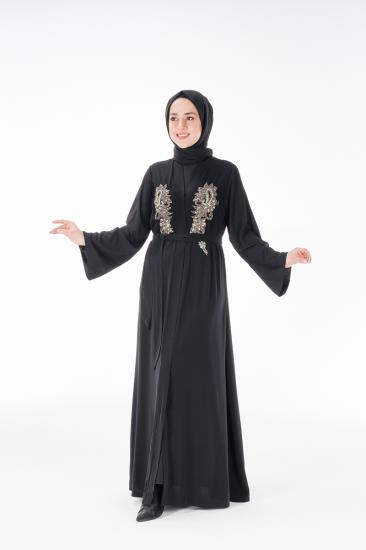 HATİCE ULAŞ HA05 SİYAH ABAYA